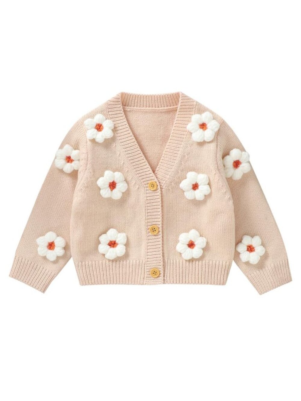 Toddler Girl Knit Cardigan Acrylic V-Neck Button Floral Sweater Fall Winter